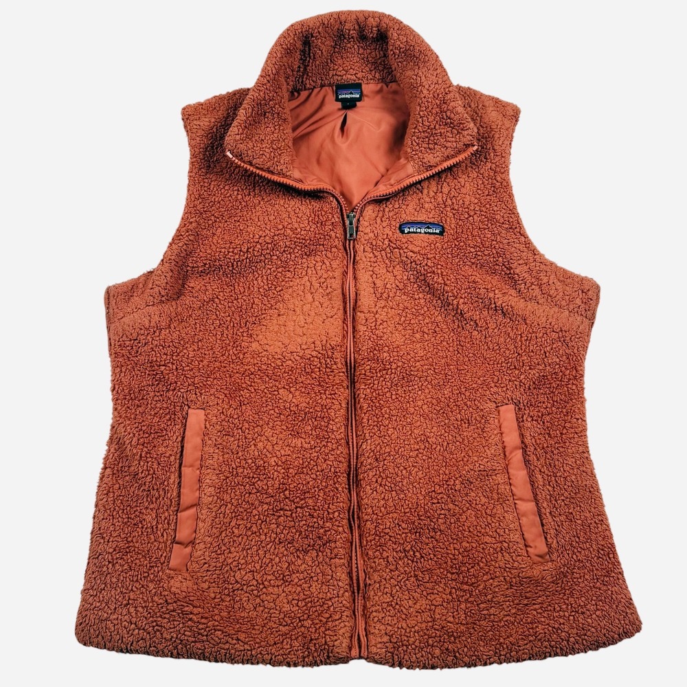 Patagonia Los Gatos Fleece Vest Womens Large Century Pink Orange Ful Zip Pile - Picture 2 of 7